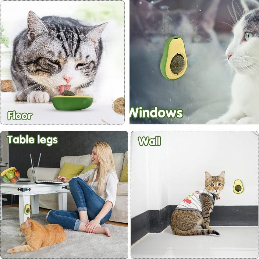 Avocado Shaped Treat Cat Licking Mint Ball, Bite-Resistant And 360° Rotating Cat Chew Toy