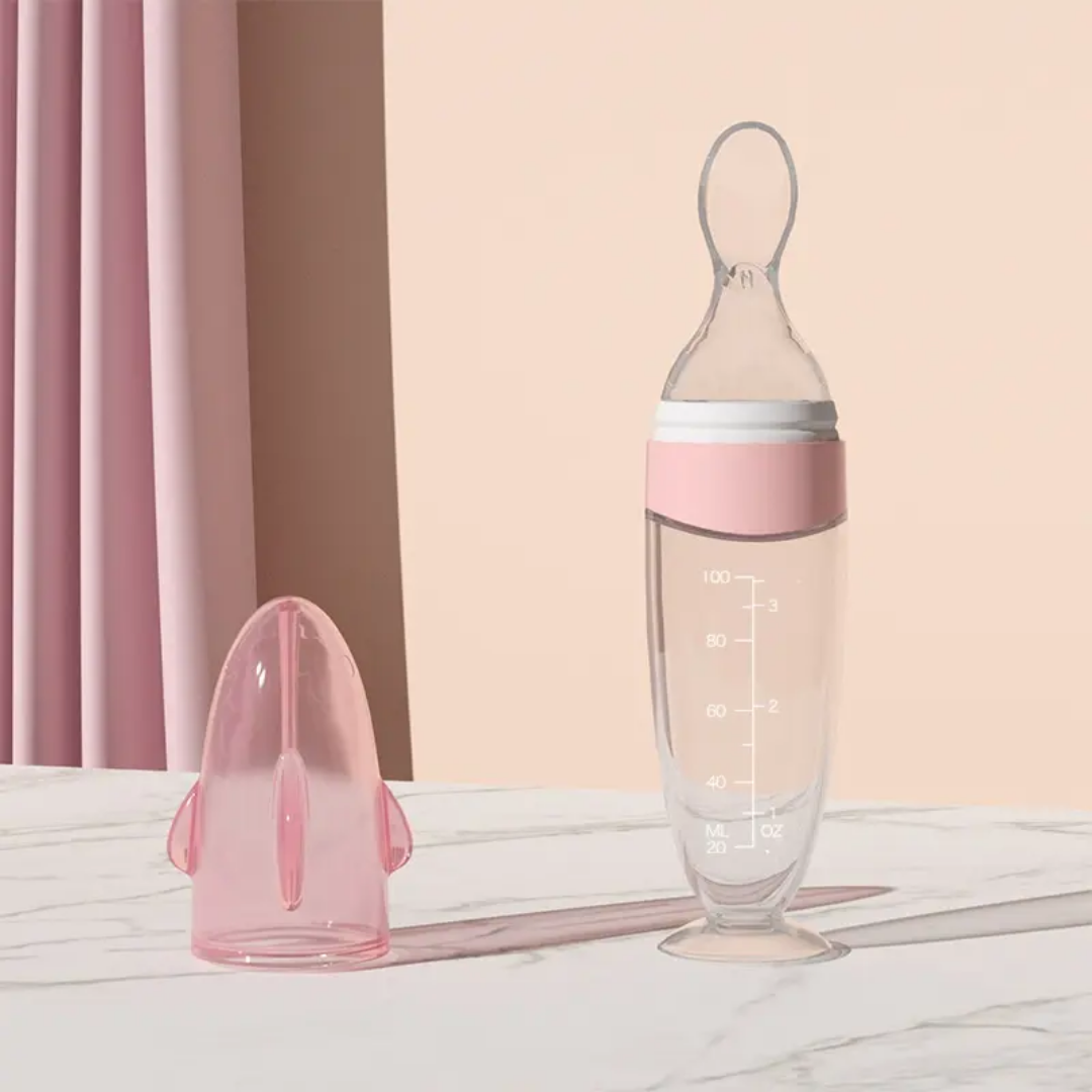 Squeezable Baby Feeding Bottle spoon BPA Free