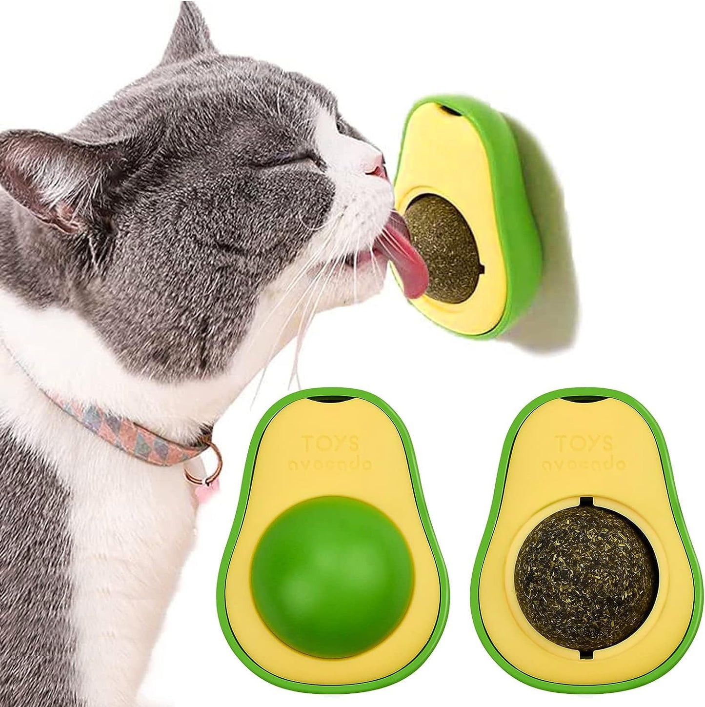 Avocado Shaped Treat Cat Licking Mint Ball, Bite-Resistant And 360° Rotating Cat Chew Toy