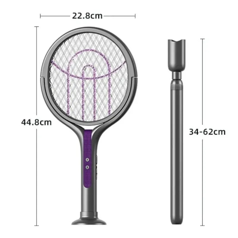Extendable electric mosquito swatter with telescopic pole