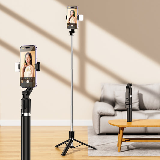 Tripod Selfie Stick 170Cm With Fill Light And Bluetooth Remote
