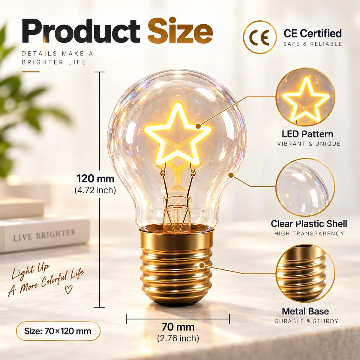 Decorative LED Light Bulb Lamp – USB Rechargeable