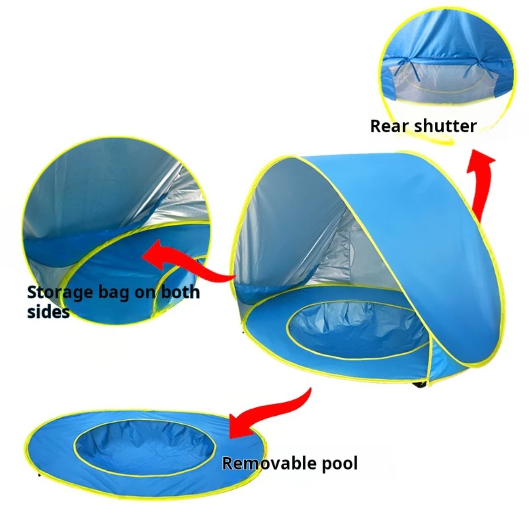 Kids beach tent sunshelter with swimming pool