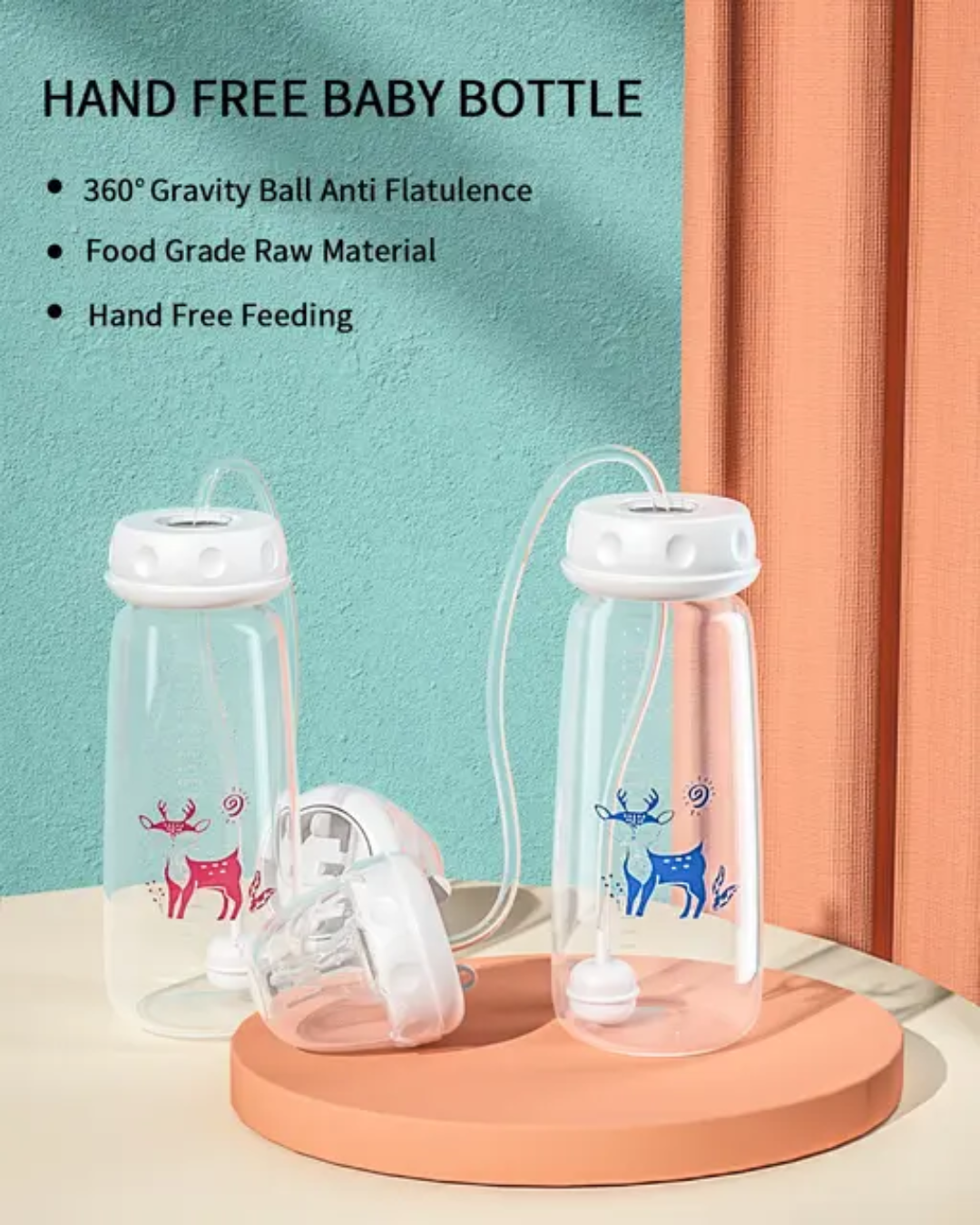 2-in-1 feeding bottle and Hand-free drinking. BPA free