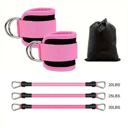 Leg & Hip Workout Elastic Bands – 3 Resistance Levels with Padded Ankle Straps