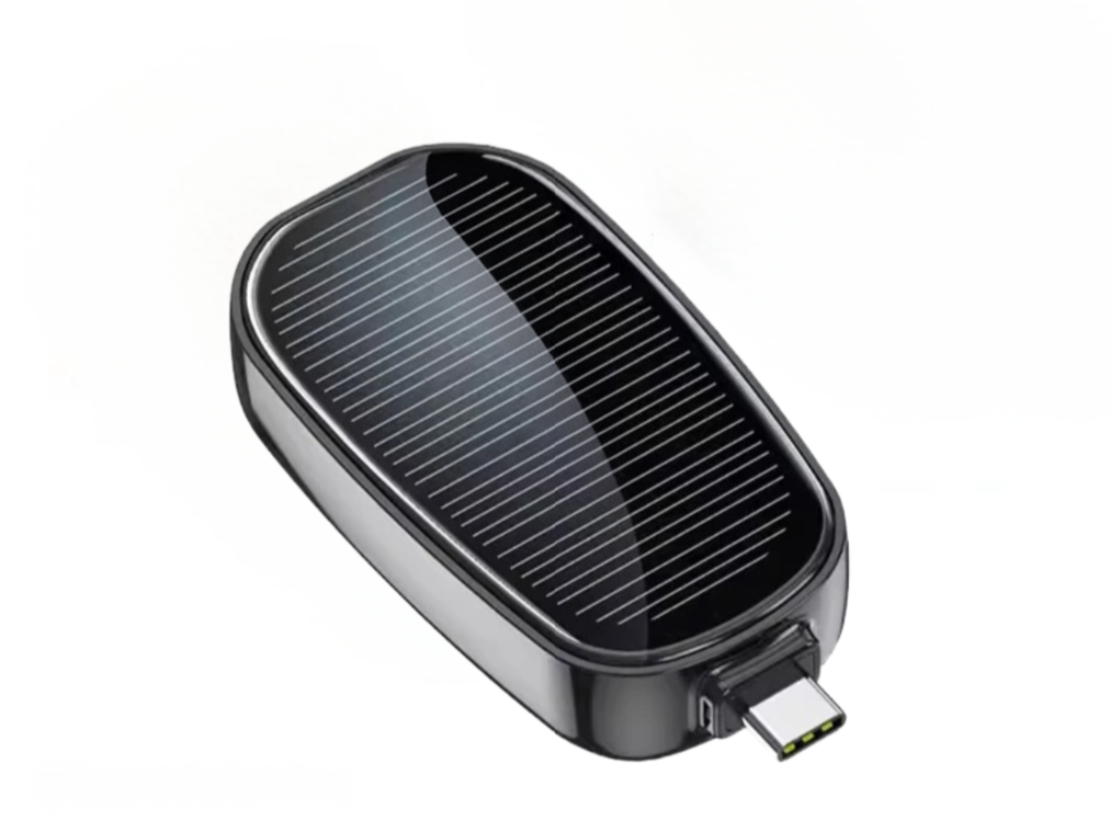 2-in-1 Solar & USB Keychain Power Bank Type C