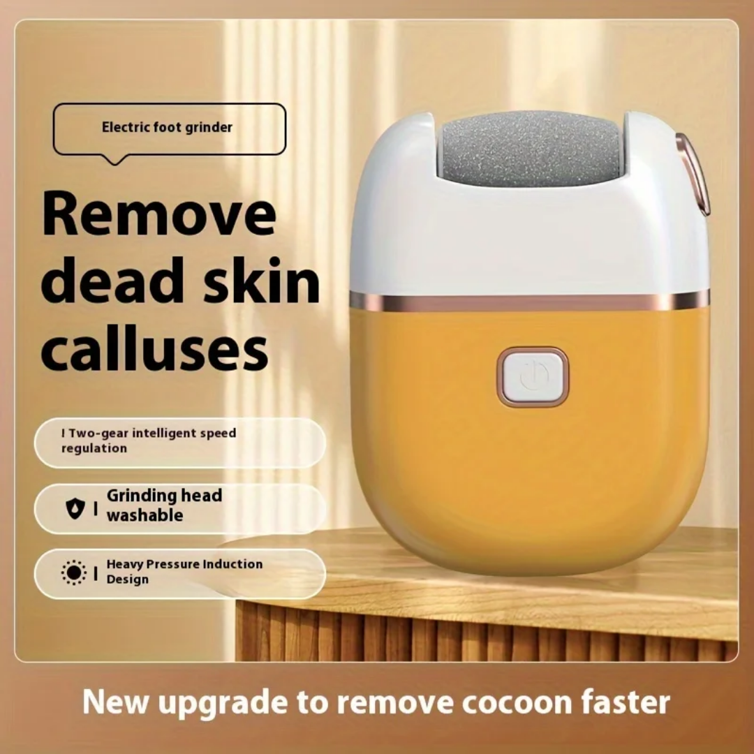 Rechargeable Electric Foot Pedicure Tool – Dual Speed Callus Remover with 2 Extra Grinding Heads & USB Cable – Smooth Feet Care Kit