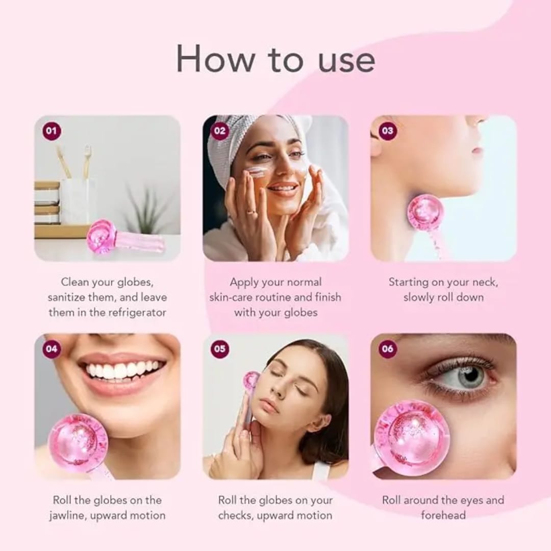 Skin Care Cooling Facial Roller Ice Globes for Skin Tightening & Anti-Aging set of 2-piece