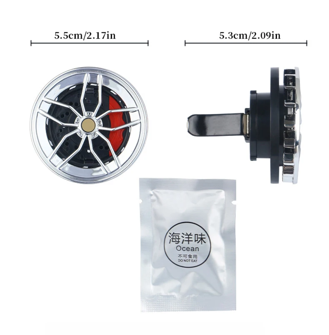 Rotating wheel Car Air freshener clip air conditioner with 2 Aroma bags