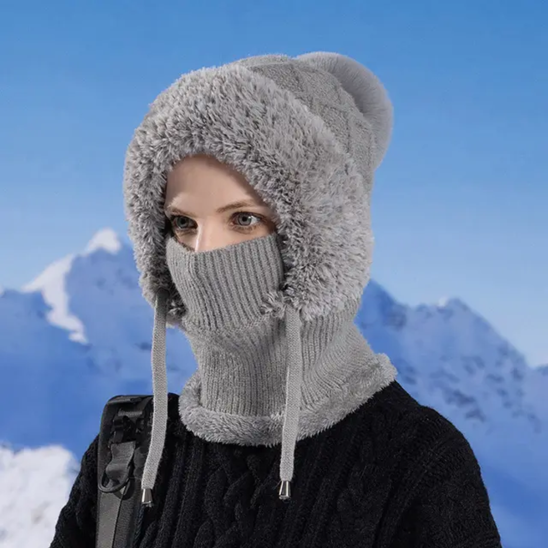 All-in-One Winter Hat & Neck Warmer soft Fur