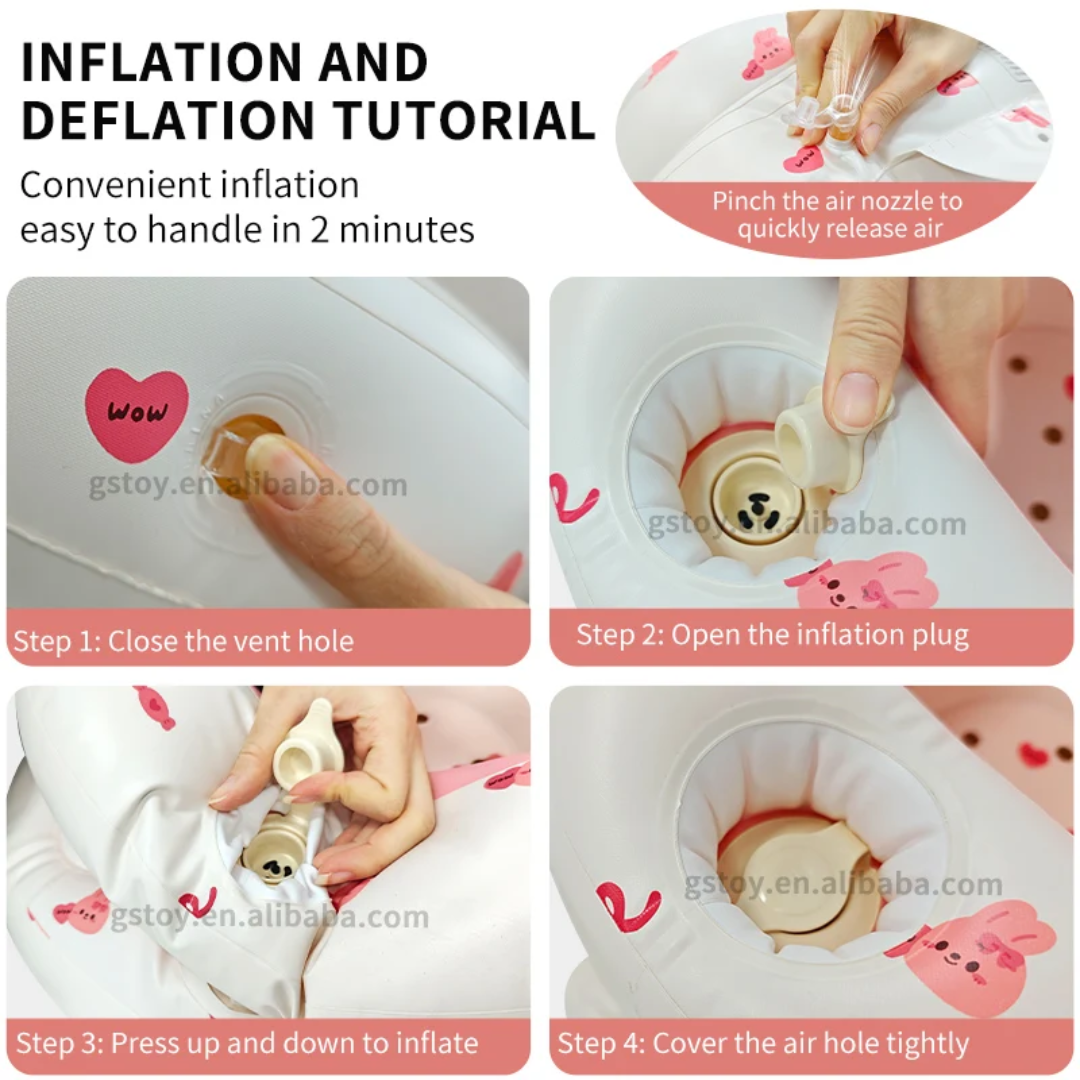 Anti-Fall Inflatable baby tray chair with built-in air pump