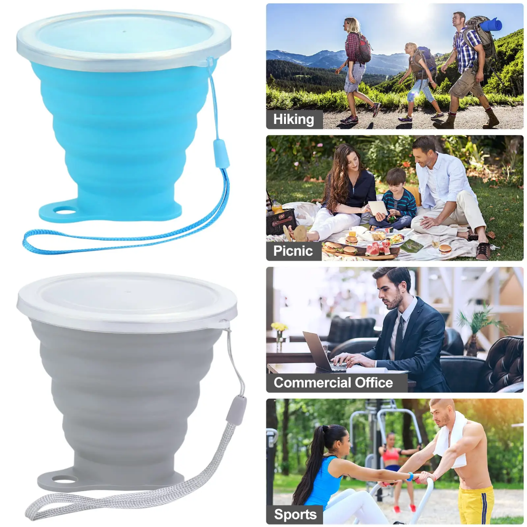 Foldable silicone cup with Lid