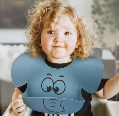 Cute Elephant Print Silicone Bib