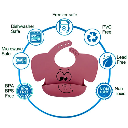 Cute Elephant Print Silicone Bib