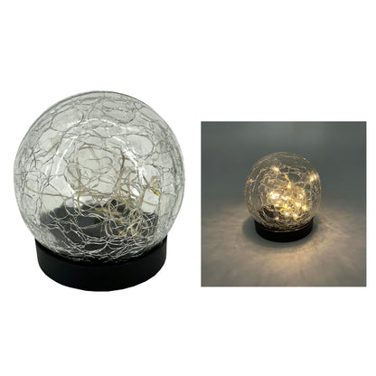 Solar crackle glass globe light with warm white fairy lights