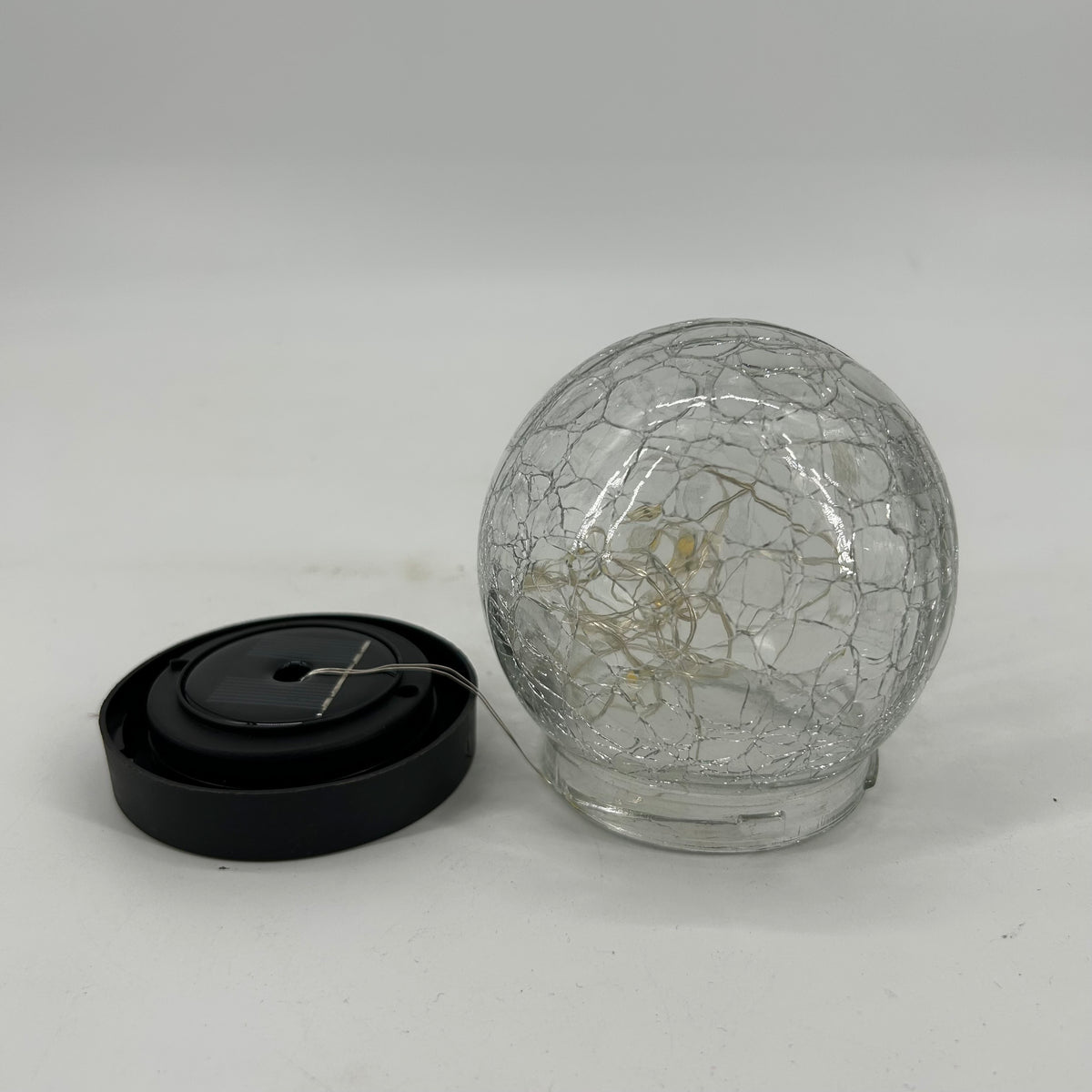 Solar crackle glass globe light with warm white fairy lights
