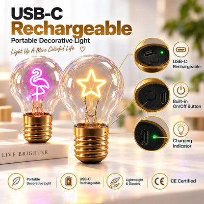 Decorative LED Light Bulb Lamp – USB Rechargeable