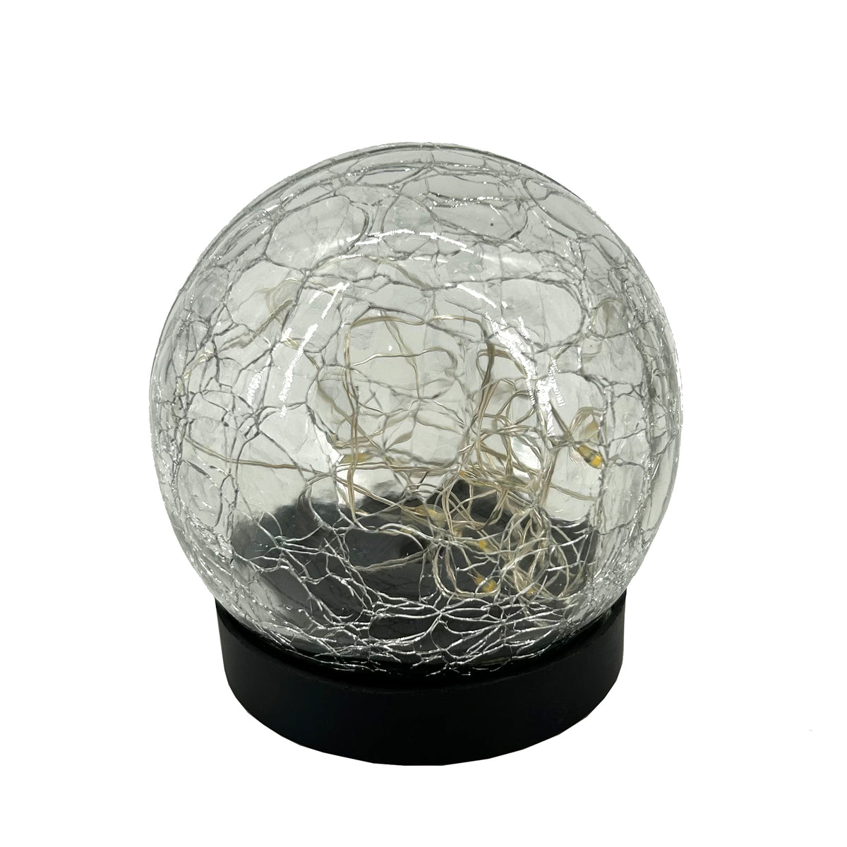 Solar crackle glass globe light with warm white fairy lights