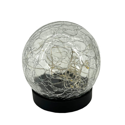 Solar crackle glass globe light with warm white fairy lights
