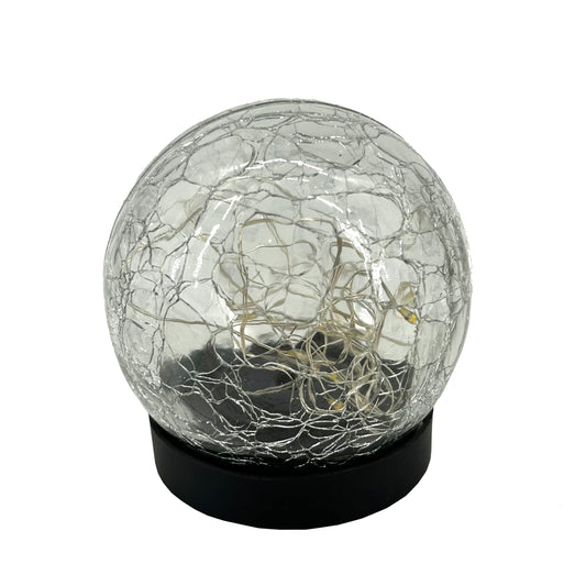 Solar crackle glass globe light with warm white fairy lights