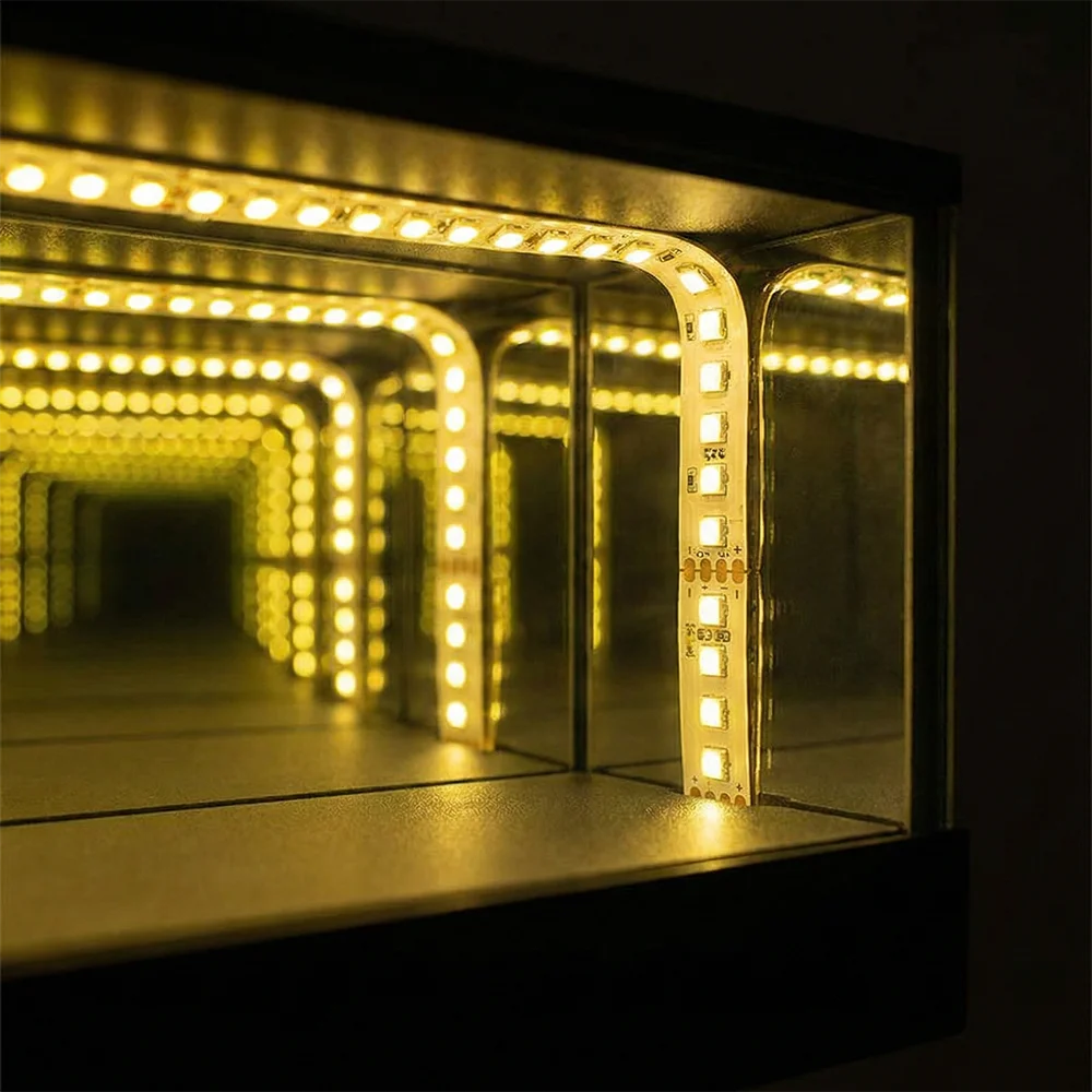 Infinity Mirror Car Display Key Holder – Wall LED Garage Tunnel for 1:64 Model Cars