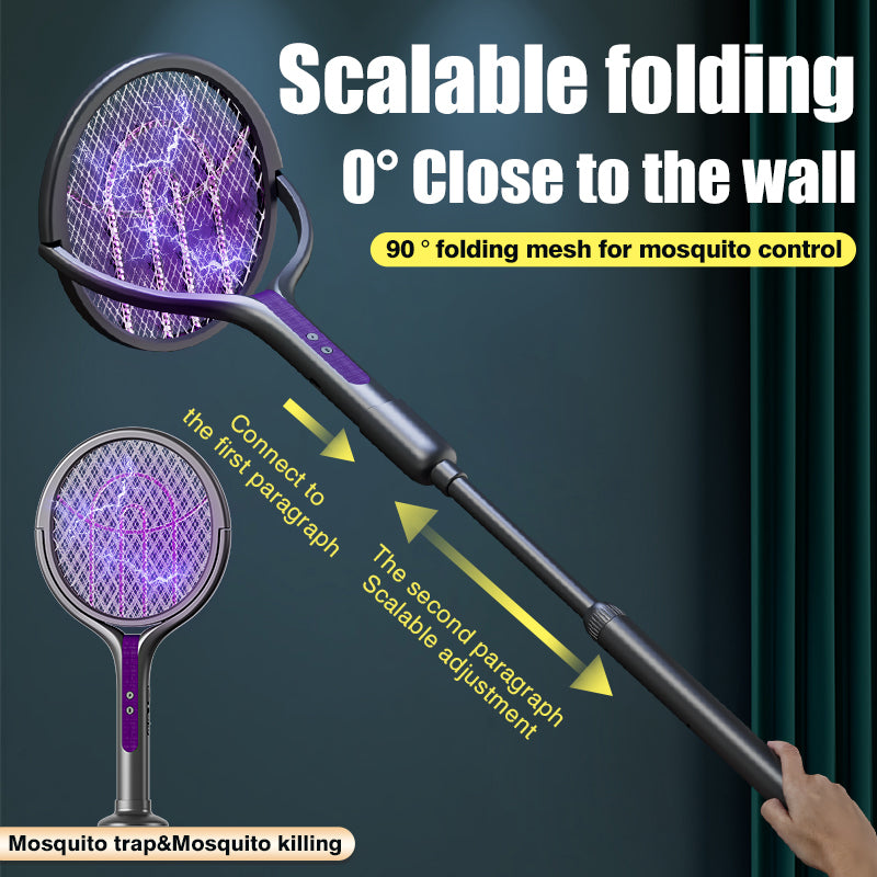 Extendable electric mosquito swatter with telescopic pole