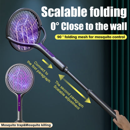Extendable electric mosquito swatter with telescopic pole