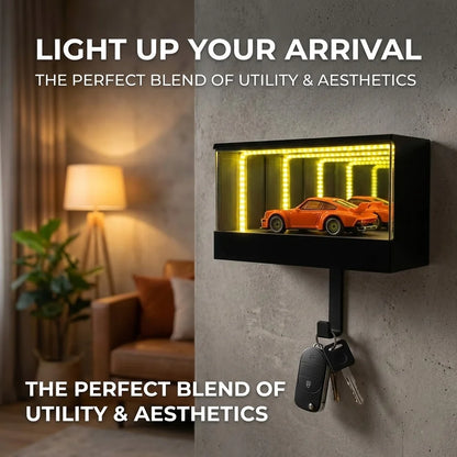 Infinity Mirror Car Display Key Holder – Wall LED Garage Tunnel for 1:64 Model Cars