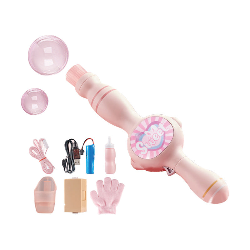 Pink touchable bubble maker wand with gloves