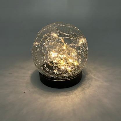 Solar crackle glass globe light with warm white fairy lights