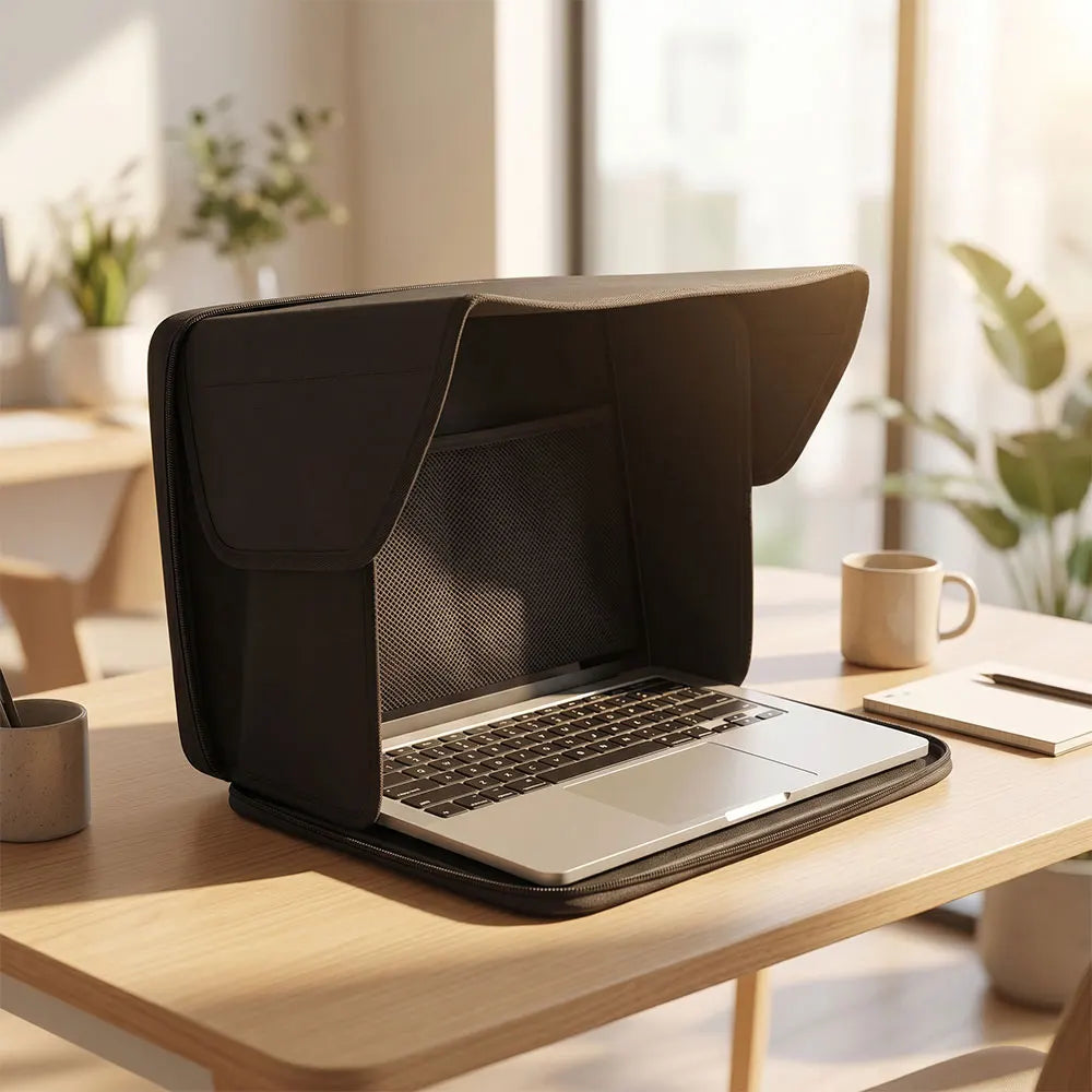 14-Inch Laptop Case with Built-in Sun Shade Hood – Privacy & Anti-Glare Carry Sleeve