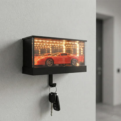 Infinity Mirror Car Display Key Holder – Wall LED Garage Tunnel for 1:64 Model Cars