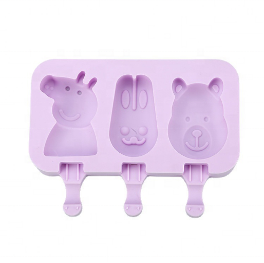 Silicone popsicle mould with pig, rabbit and bear shapes