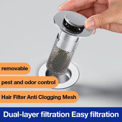Stainless Steel Pop-Up Sink Drainer With Filter