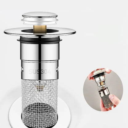 Stainless Steel Pop-Up Sink Drainer With Filter