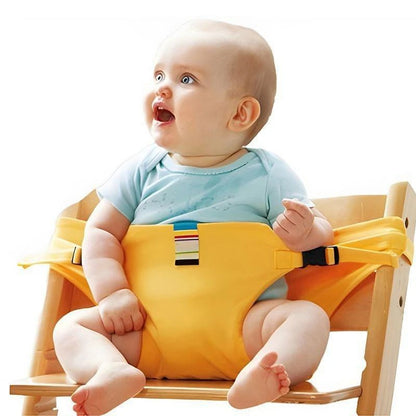 Yellow baby high chair harness