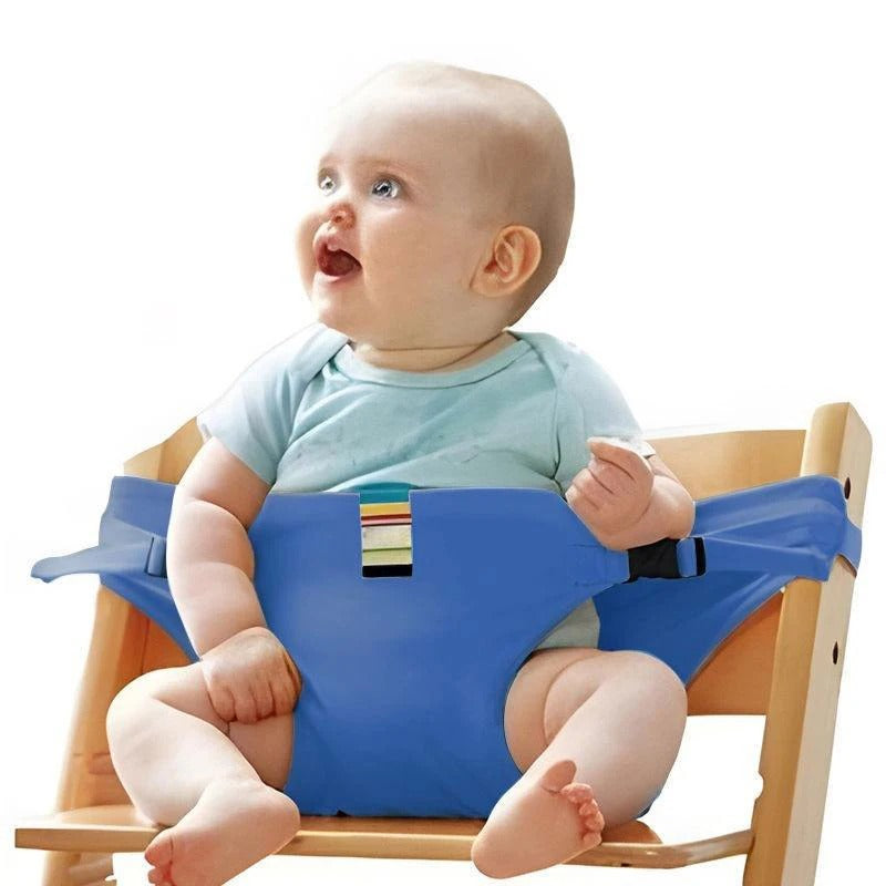 Blue baby high chair harness