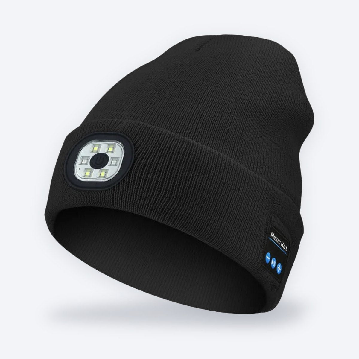 USB Rechargeable Winter Hat Bluetooth Music Beanie with 6-LED Head Light