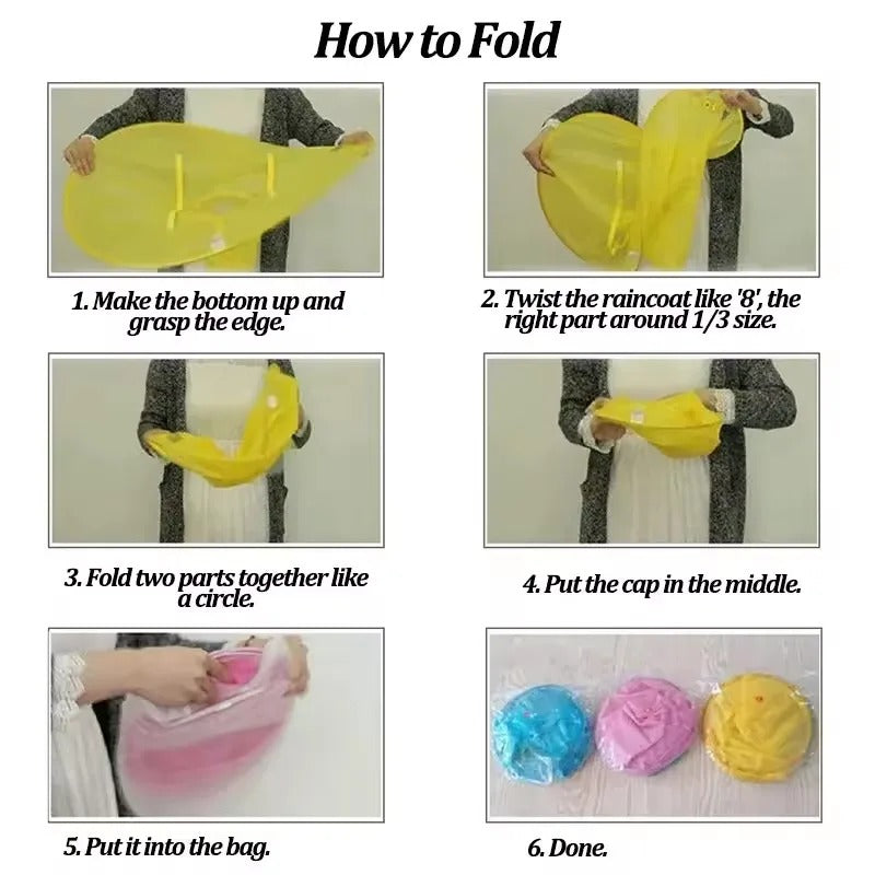 How to fold the poncho into its pouch