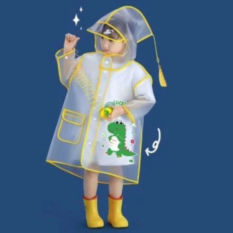 Kids transparent raincoat – dinosaur print