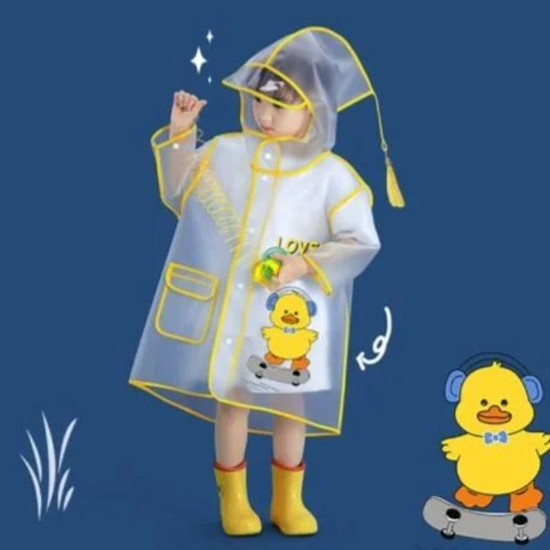 Kids transparent raincoat – duck print