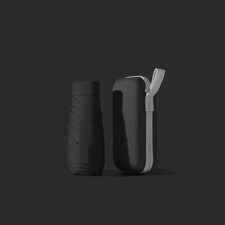 Black mini capsule umbrella with matching black zipped case