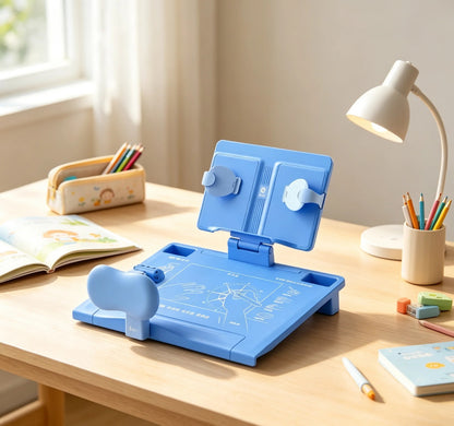 Kids posture correction study board with book stand on a desk