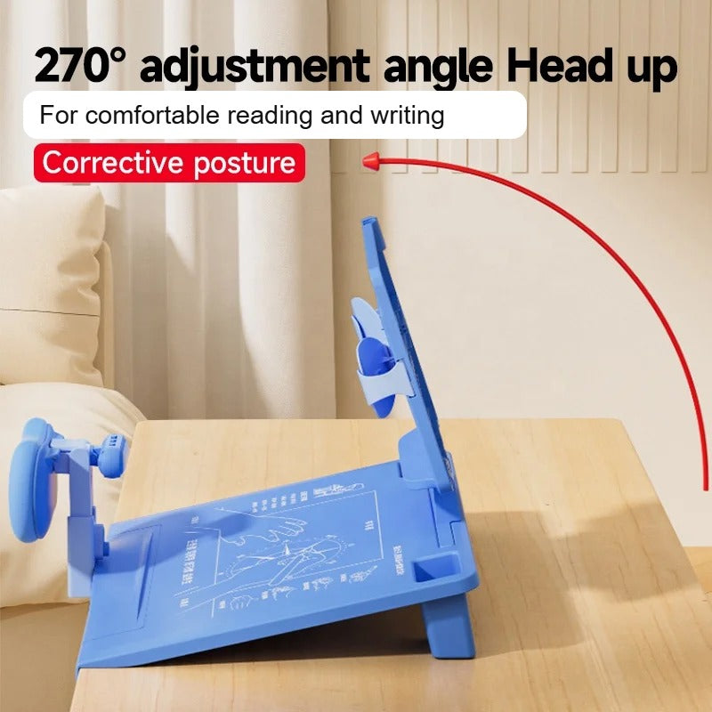 Book stand adjusts up to 270 degrees for head-up reading