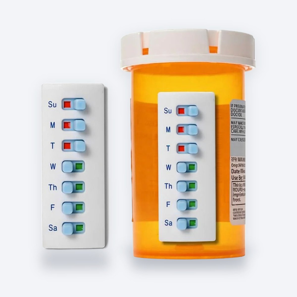 Reusable 7-Day Pill Bottle Tracker – Slide to Mark Each Dose, Peel & Stick
