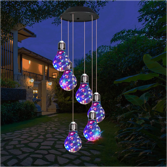 Solar Colorful Wind Chime – 6 LED Light Bulbs | Waterproof Outdoor Decor