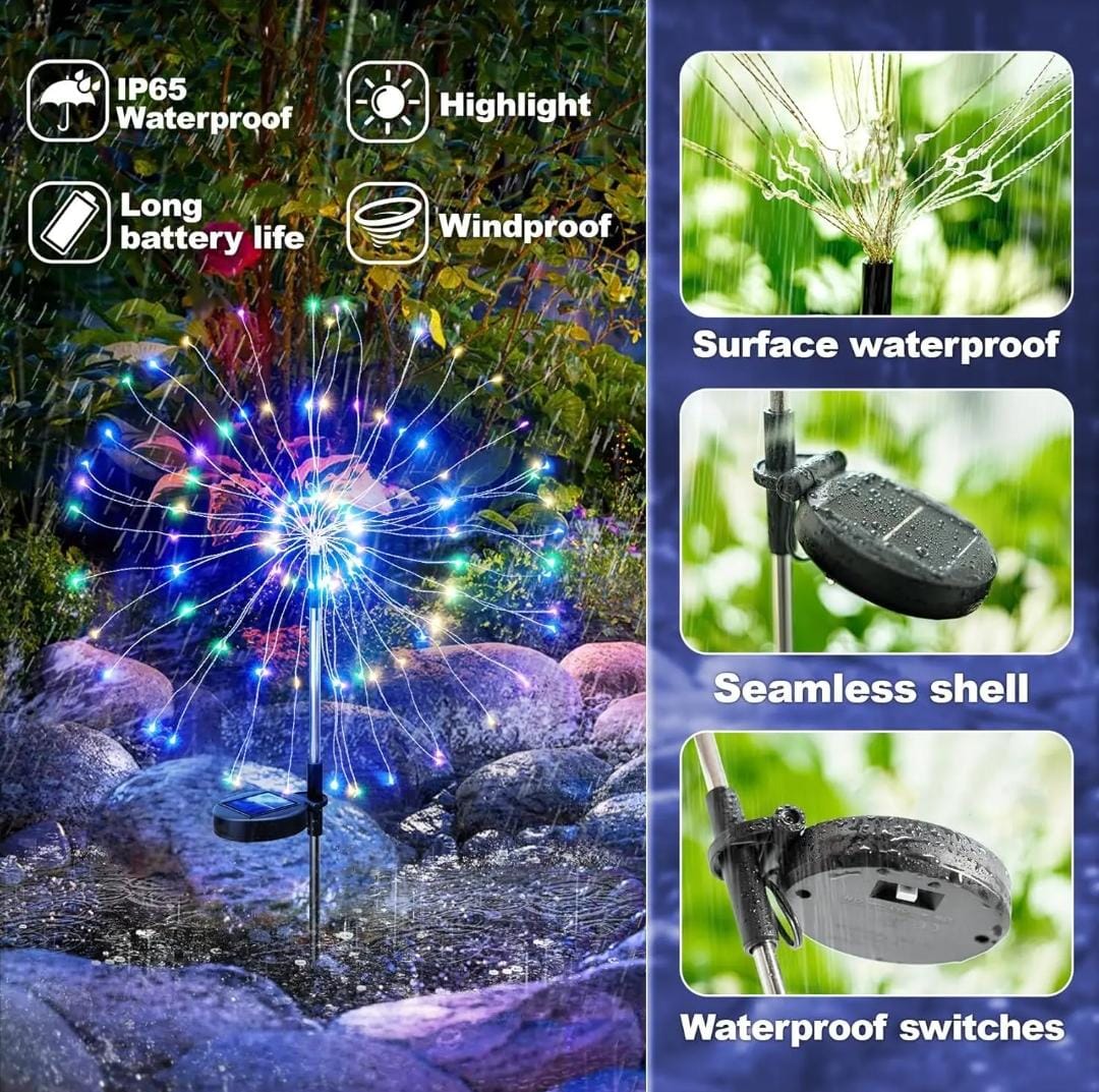 120Leds solar garden firework decorative yard waterproof set of 2-piece