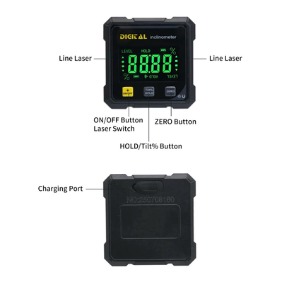 Digital Magnetic Inclinometer Dual Laser 360° – Rechargeable