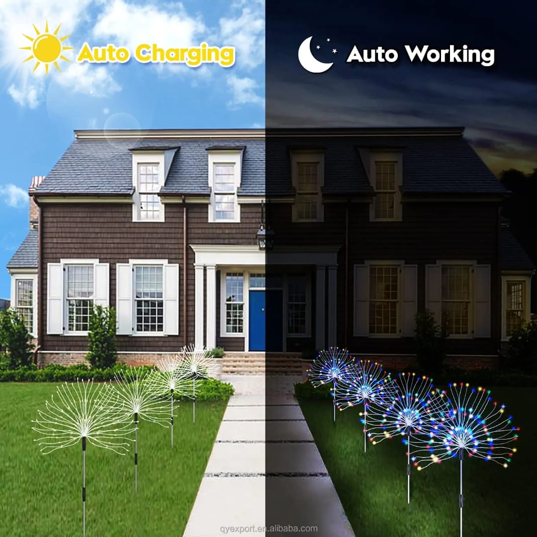 120Leds solar garden firework decorative yard waterproof set of 2-piece