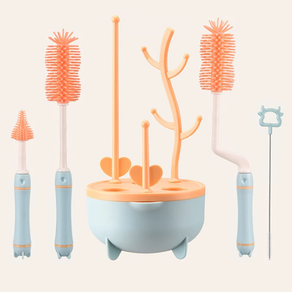 Baby Bottle Cleaning Brush Set With Drying Stand